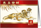 Happy Chinese Year of the Tiger in Chinese Nursing Tigress Painting card