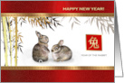 Chinese Year of the Rabbit Greeting Two Rabbits Painting card