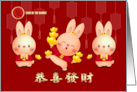 Happy Chinese Year of the Rabbit in Chinese Three Cute Rabbits card