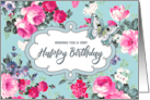 Happy Birthday. Floral Pattern and Butterfly card