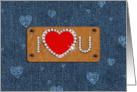 Missing You on Valentine’s Day Denim Pattern card