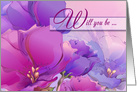 Will you be my Maid of Honor. Romantic Floral Painting card