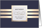 Will you be my Best Man. Navy Blue Simple Elegant design card