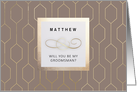 Will you be my Groomsman? Brown Mocha Elegant Geometric Pattern design card