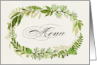 Wedding dinner menu. Watercolor Leaf Wreath design card