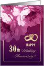 Happy 30th Wedding Anniversary. Romantic Roses card