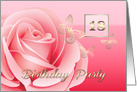 18th Birthday Party Invitation. Pink Rose and Butterflies card