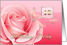 19th Birthday Party Invitation. Romantic Rose and Butterflies card