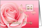 24th Birthday Party Invitation. Romantic Rose and Butterflies card