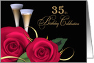 35th Birthday Party Invitation. Roses and Champagne card