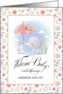 Welcome Baby. Custom Name Birth Announcement. Elephants Mom & Baby card