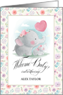 Welcome Baby. Custom Name Birth Announcement. Elephants Mom & Baby card