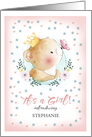 Girl Adoption Announcement Card. Cute Little Bear Custom Name card