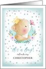 Boy Adoption Announcement Card. Cute Little Bear Custom Name card