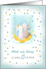Meet Our Twins. Boy and Girl Twins Birth Announcement. Cute Bunnies card