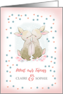 Meet Our Twins.Twin Girls’ Birth Announcement. Cute Bunnies card