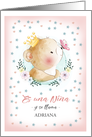 Es Una Nia. Baby Girl Birth Announcement in Spanish. Cute Teddy Bear card