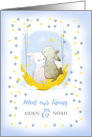 Meet Our Twins.Twin Boys’ Birth Announcement. Cute Bunnies card