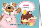 Custom Name 3rd Birthday Party Invitation. Teddy Bear card