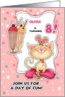 Custom Name 8th Birthday Party Invitation. Kitty and Mice card