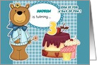 Custom Name 3rd Birthday Party Invitation. Teddy Bear card