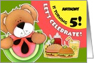 Custom Name 5th Birthday Party Invitations. Funny Puppy card