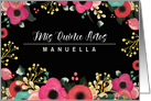 Mis Quince Aos. 15th Birthday Party Invitation. Modern Floral card