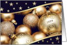 Happy New Year 2024 Shiny Christmas Ornaments card