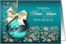 Happy New Year from All of Us Christmas Ornament with Ribbon card