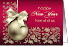 Happy New Year from all of us Christmas Ornament with Ribbon card
