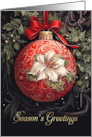 Season’s Greetings Vintage Decorated Christmas Ornament card