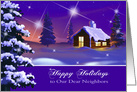 Christmas Card for Neighbors. Snow Village Night Scene card