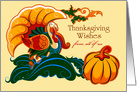 Thanksgiving Wishes from all of us. Turkey and Pumpkin design card