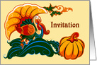 Thanksgiving Dinner Invitation. Turkey and Pumpkin Design card