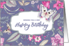 Happy Birthday. Floral Pattern and Butterfly card