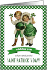 Happy St. Patrick’s Day Vintage Irish Kids with Lucky Shamrocks card