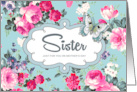 For Sister on Mother’s Day. Vintage Roses and Butterfly card