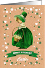 Happy St. Patrick’s Day Vintage Irish Little Girl Custom Name card