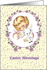 Easter Blessings. Vintage Little Angel with Lamb card