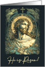 Happy Easter Hi is Risen Vintage Art Nouveau Jesus Christ Painting card