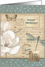 Happy 16th Birthday. Sweet 16. Vintage Design card