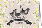 Buona Pasqua. Vintage Rooster and Hens card