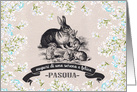 Buona Pasqua. Vintage Rabbit Family card