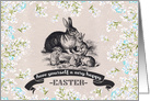 Happy Easter. Vintage Rabbit Family card