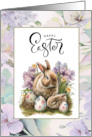 Happy Easter Cute Bunny Family with Easter Eggs card