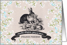 Felices Pascuas. Vintage Rabbit Family card