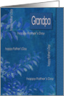 For Grandpa on Father’s Day Elegant Blue Leaf Pattern card