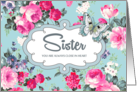 Happy Birthday card for Sister. Floral Pattern and Butterfly card