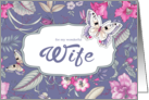 Happy Birthday card for Wife. Floral Pattern and Butterfly card