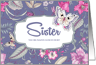 Happy Birthday card for Sister. Floral Pattern and Butterfly card